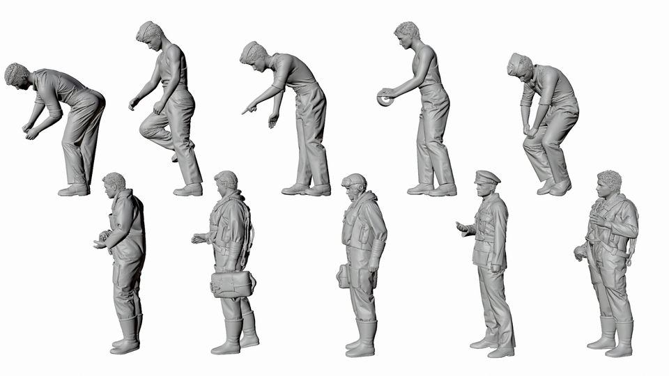 WW2 RAF FIGURES X 10. Unpainted Resin