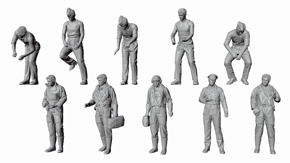 WW2 RAF FIGURES X 10. Unpainted Resin