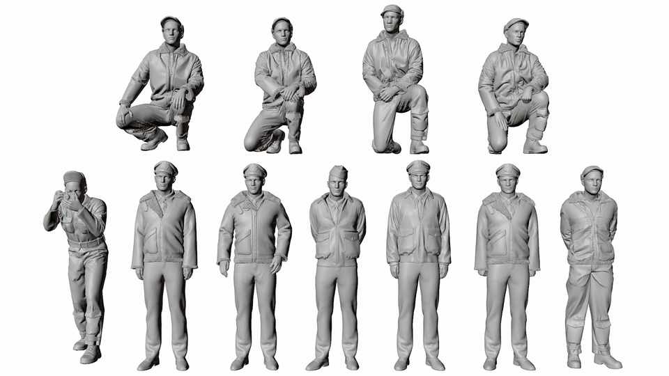 US BOMBER CREW X 11. Painted Resin Figures