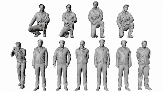 WW2 US Bomber Figures x 11 - Unpainted Resin Model