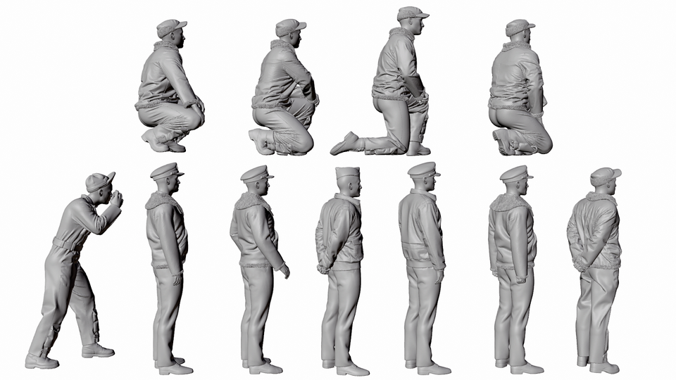 WW2 US Bomber Figures x 11 - Unpainted Resin Model