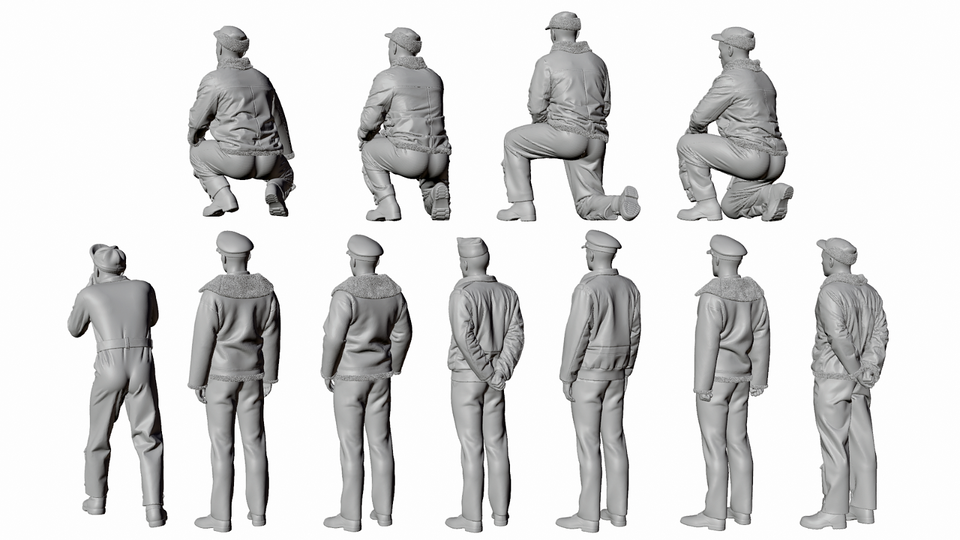 WW2 US Bomber Figures x 11 - Unpainted Resin Model