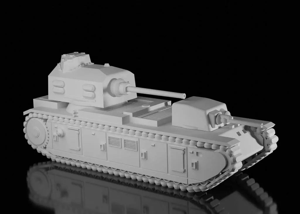 French Interwar FCM F1 Super Heavy Tank. UnPainted Resin Model