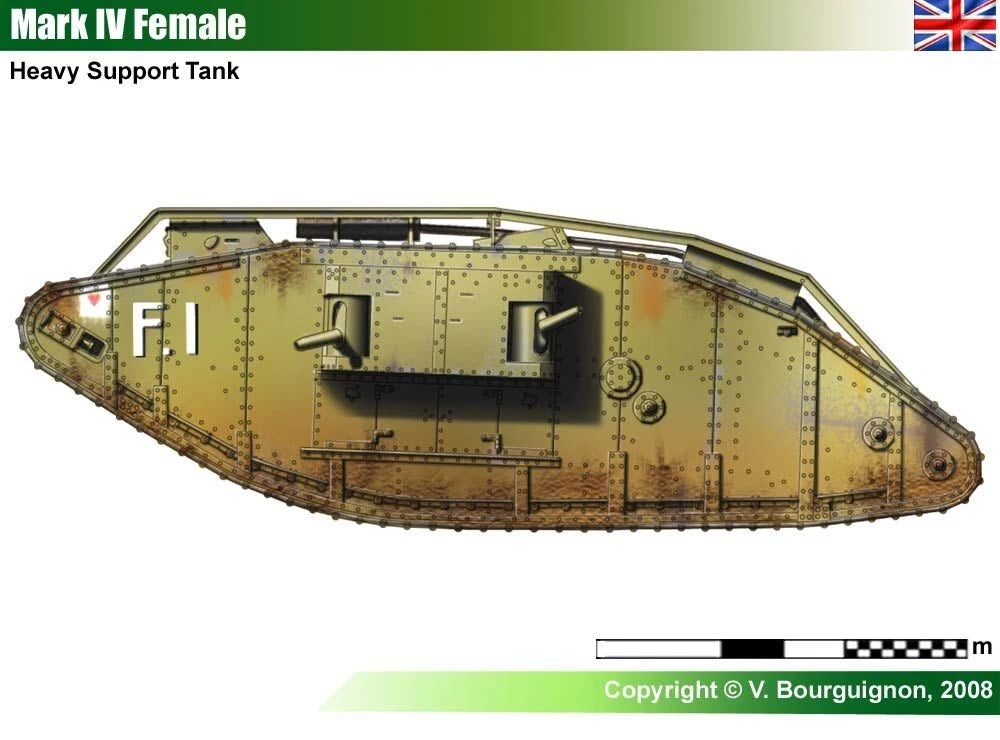 WW1 British Mk.IV Female Tank. Painted Resin Model