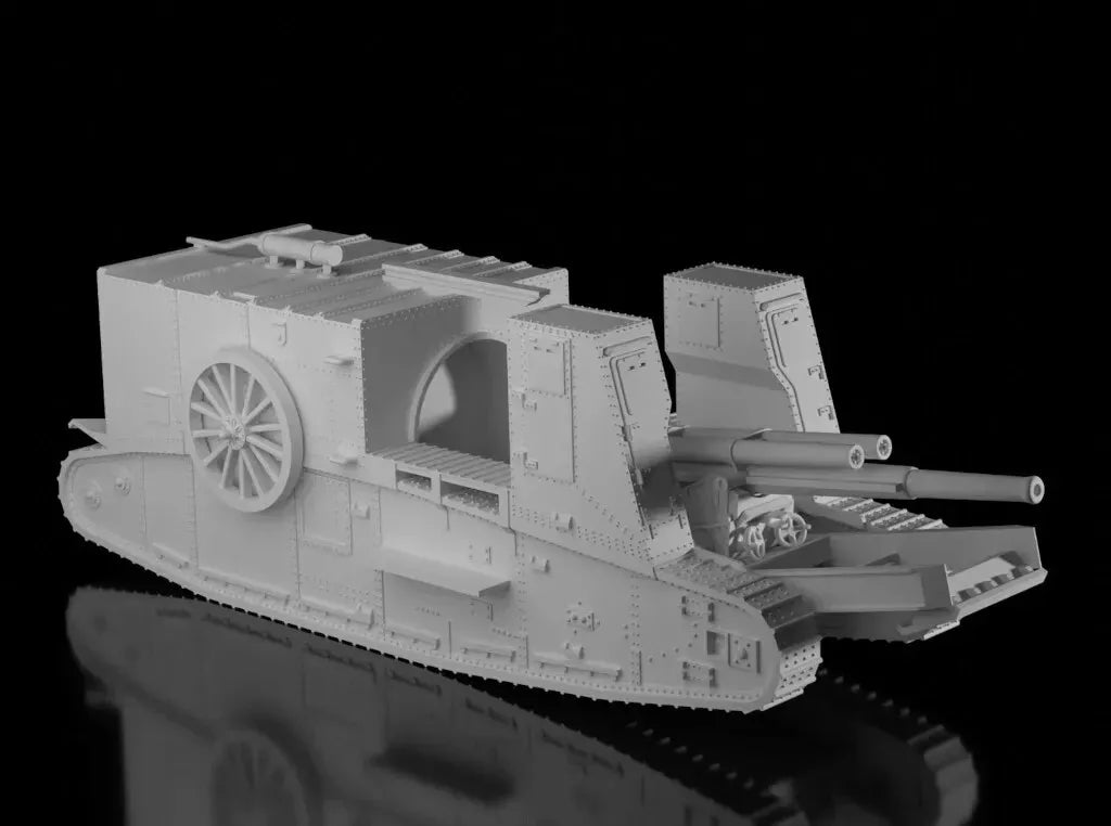 WW1 British Gun Carrier with BL 60 Pounder Gun. Painted Resin Model