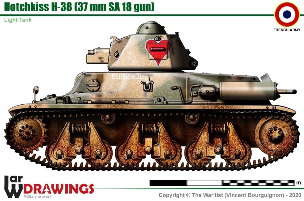 WW2 French Hotchkiss H-38. Painted Resin Model