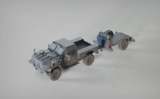 American Post War JLTV WITH TRAILER. Painted Resin Model