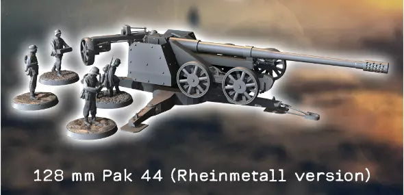 WW2 German Rheinmital 128mm Pak44 Gun Firing with figures. Painted Res ...