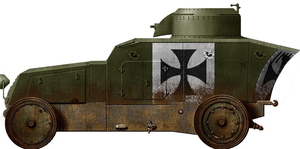 WW1 German Romfell Armoured Car. Painted Resin Model